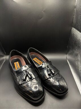 Florsheim Black Kiltie Tassel Wingtip Loafers Mens 9 Leather Dress Shoes